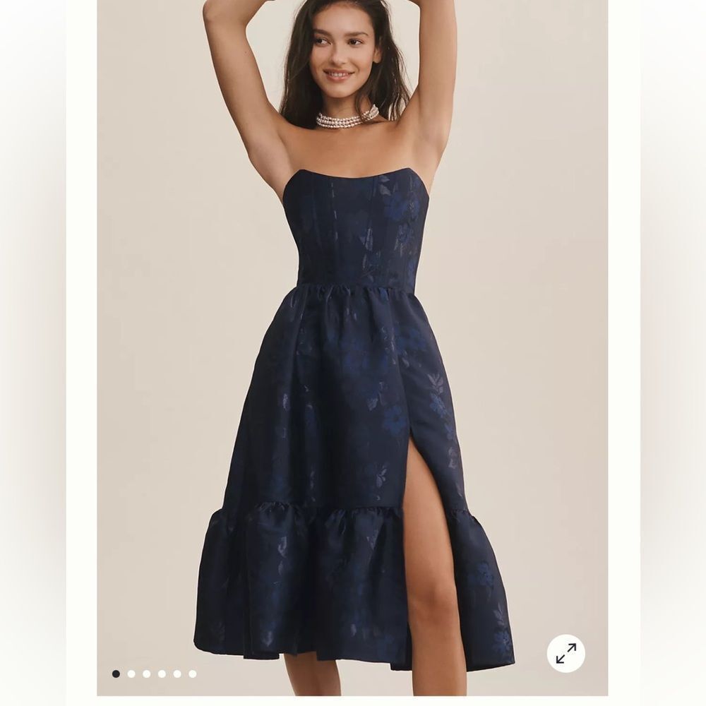 V. Chapman Virginia Tiered Strapless Corset Midi Dress